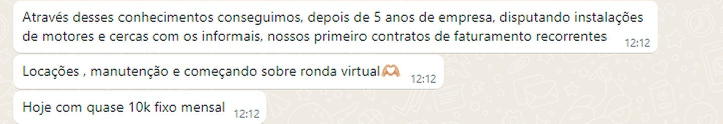 Mensagem da Janaína: depois de 5 anos de empresa, os primeiros contratos recorrentes; hoje com quase 10k fixo mensal